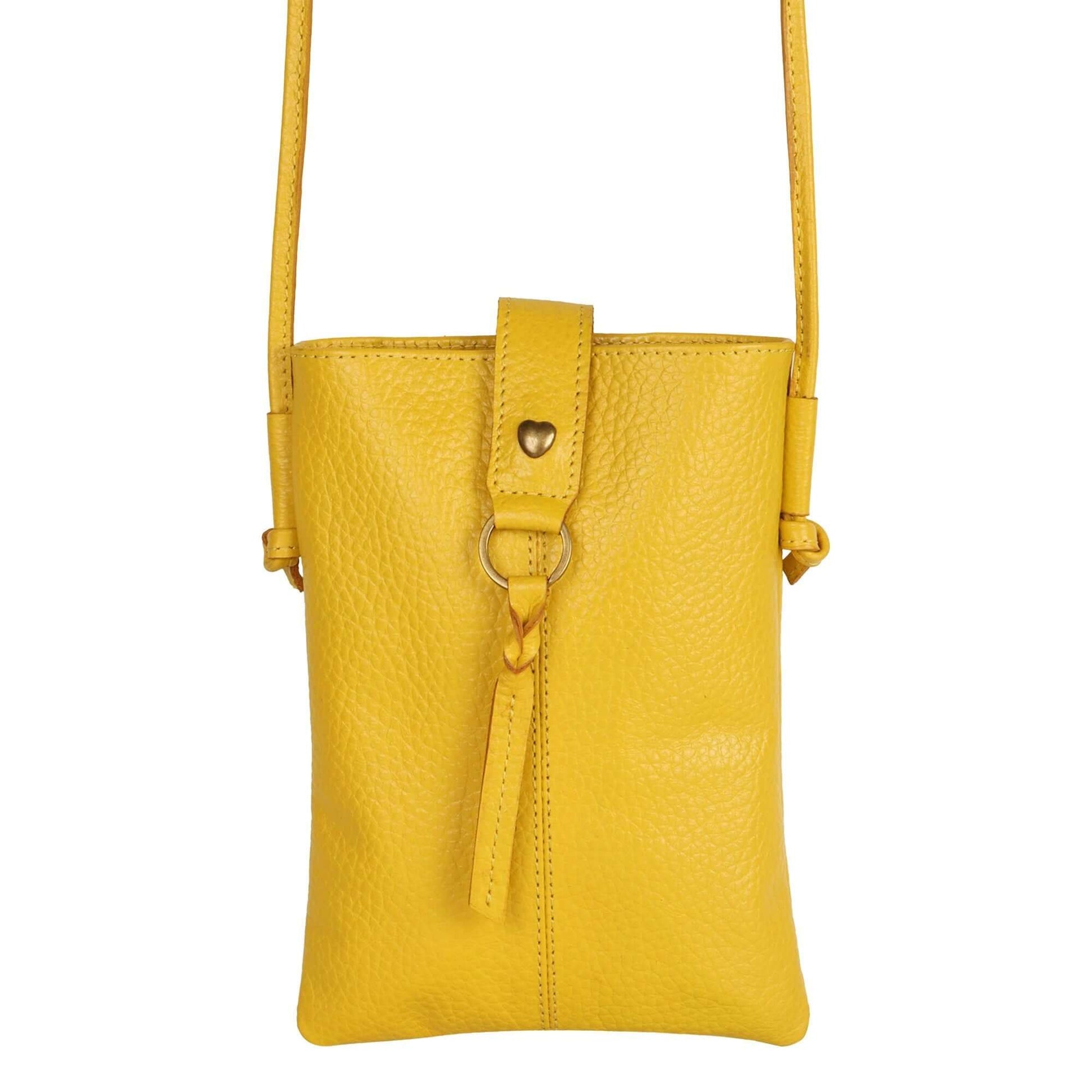 Jennie Small crossbody bag w/ slim strap closure & tassel - Canary Yellow