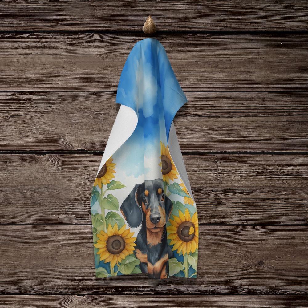 Dachshund in Sunflowers Kitchen Towel Dish Cloths Guest Hand Towel Decorative Bathroom Towel for Face,Tea, Dishcloth, Kitchen and Bath