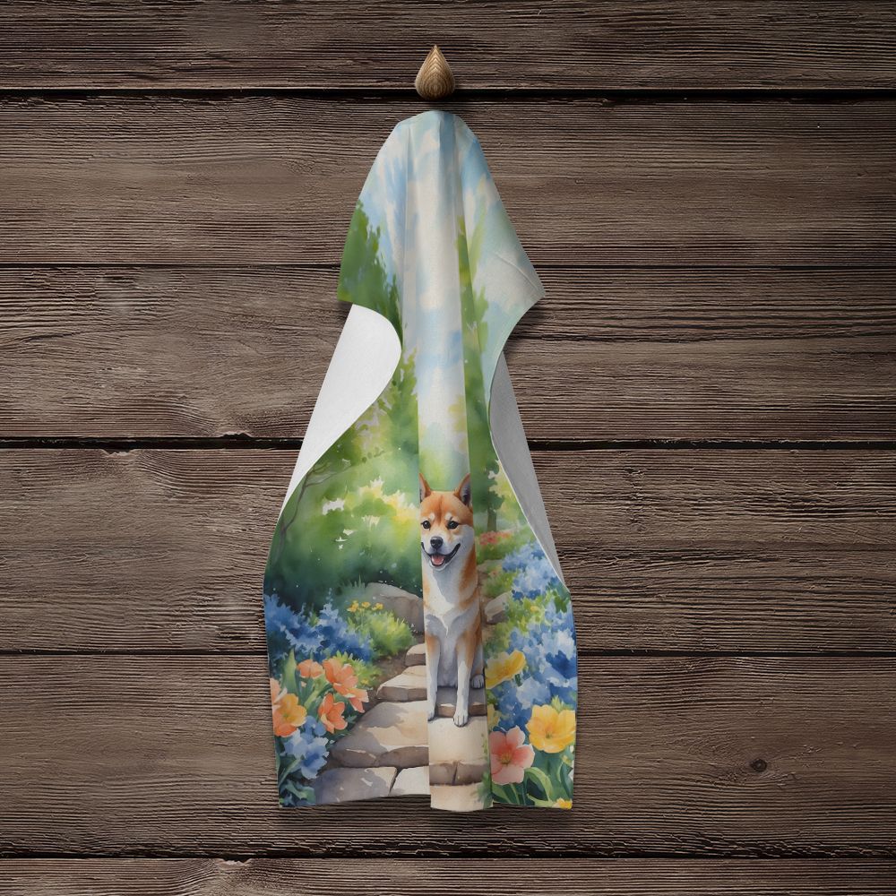 Shiba Inu Spring Path Kitchen Towel Dish Cloths Guest Hand Towel Decorative Bathroom Towel for Face,Tea, Dishcloth, Kitchen and Bath