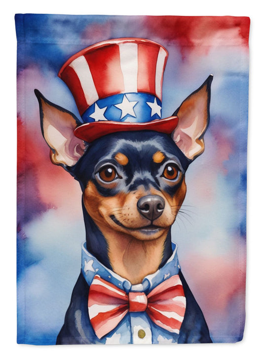 Miniature Pinscher Patriotic American House Flag Large Porch Sleeve Pole Decorative Outside Yard Banner Artwork Wall Hanging, Polyester, House Size, Multicolor