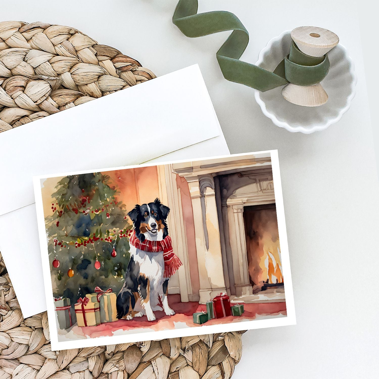 Australian Shepherd Christmas Greeting Cards Pack of 8 Blank Cards with Envelopes Whimsical A7 Size 5x7 Blank Note Cards