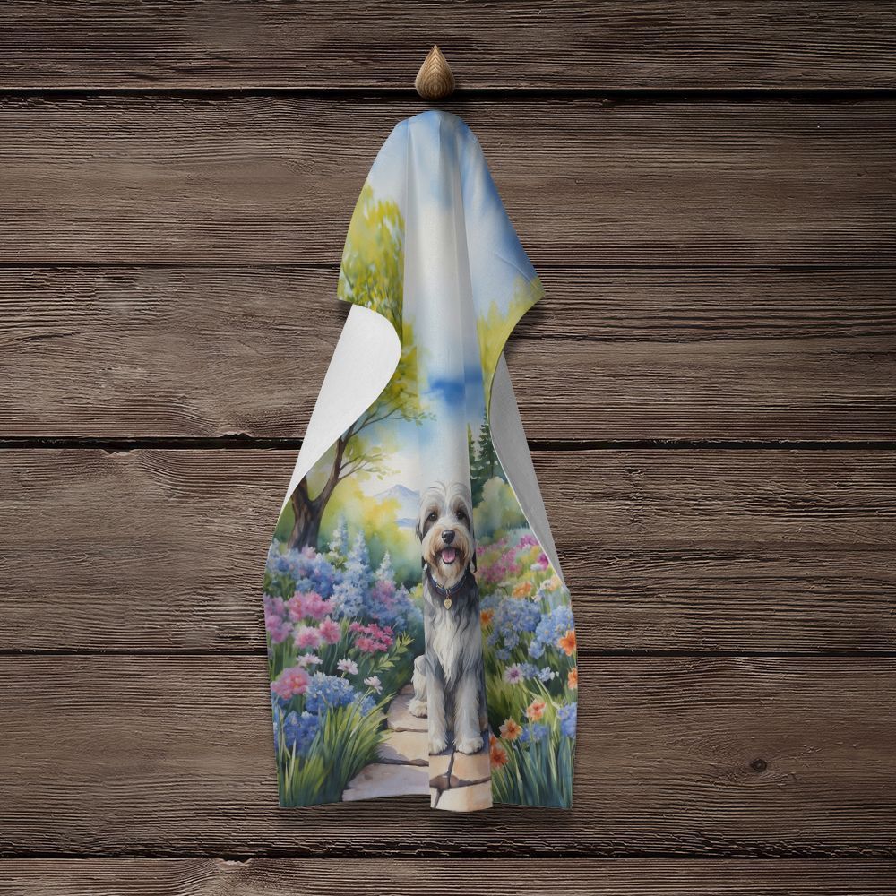 Tibetan Terrier Spring Path Kitchen Towel Dish Cloths Guest Hand Towel Decorative Bathroom Towel for Face,Tea, Dishcloth, Kitchen and Bath