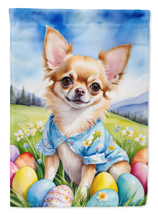 Chihuahua Easter Egg Hunt House Flag Large Porch Sleeve Pole Decorative Outside Yard Banner Artwork Wall Hanging, Polyester, House Size, Multicolor