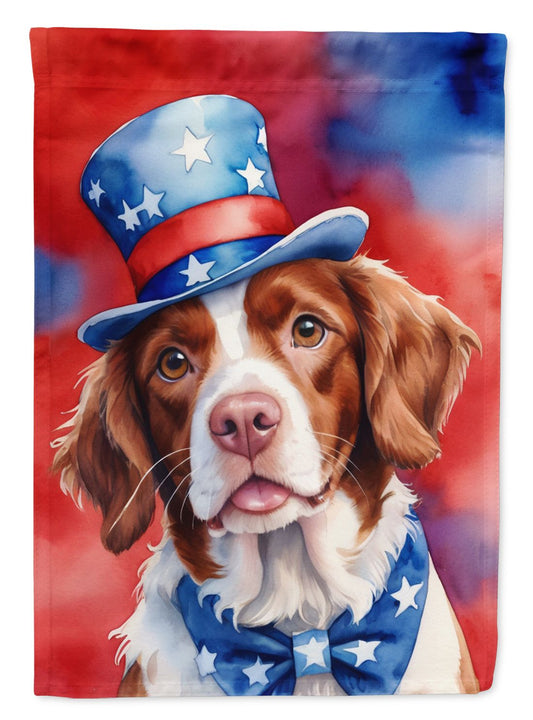 Brittany Spaniel Patriotic American House Flag Large Porch Sleeve Pole Decorative Outside Yard Banner Artwork Wall Hanging, Polyester, House Size, Multicolor