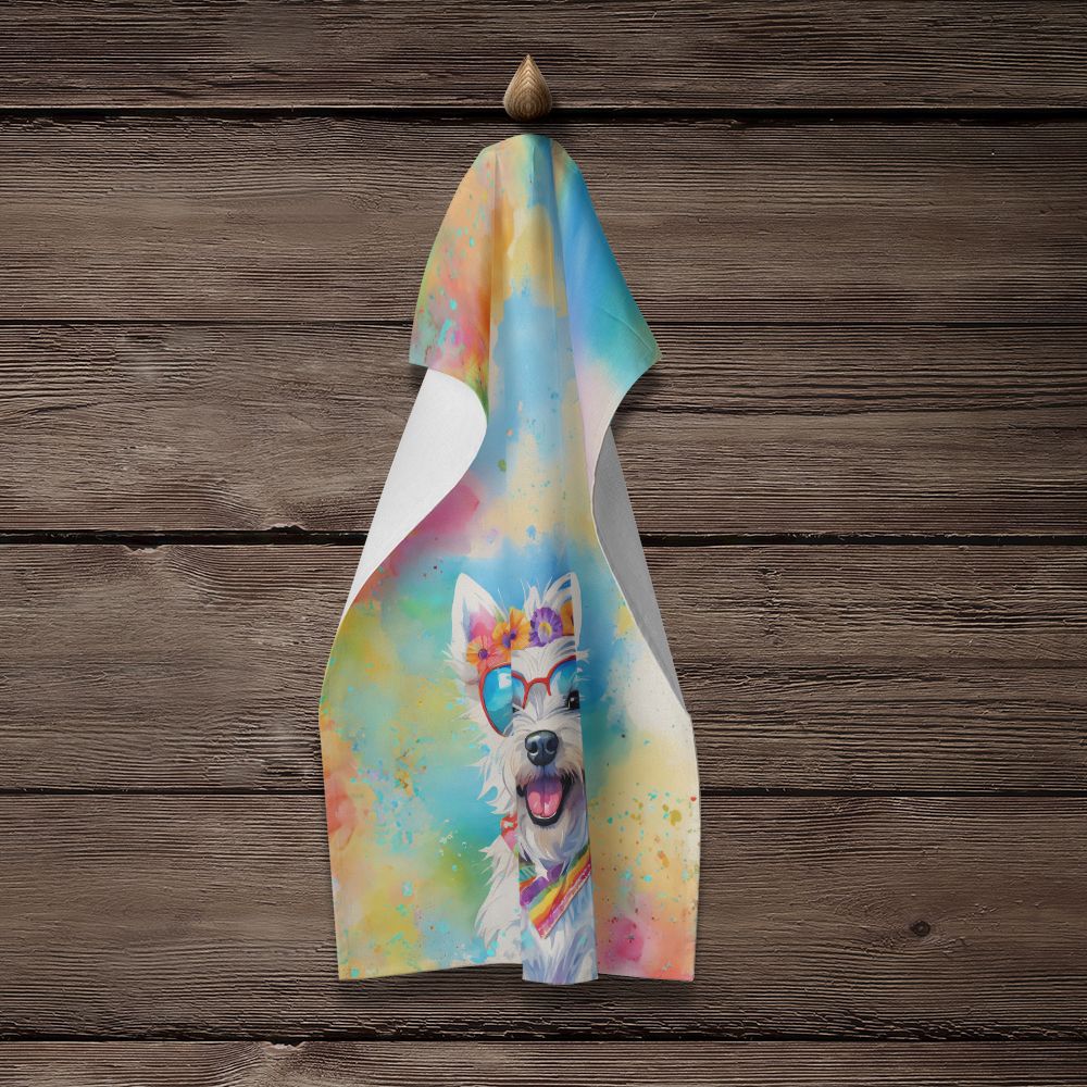 Westie Hippie Dawg Kitchen Towel Dish Cloths Guest Hand Towel Decorative Bathroom Towel for Face,Tea, Dishcloth, Kitchen and Bath