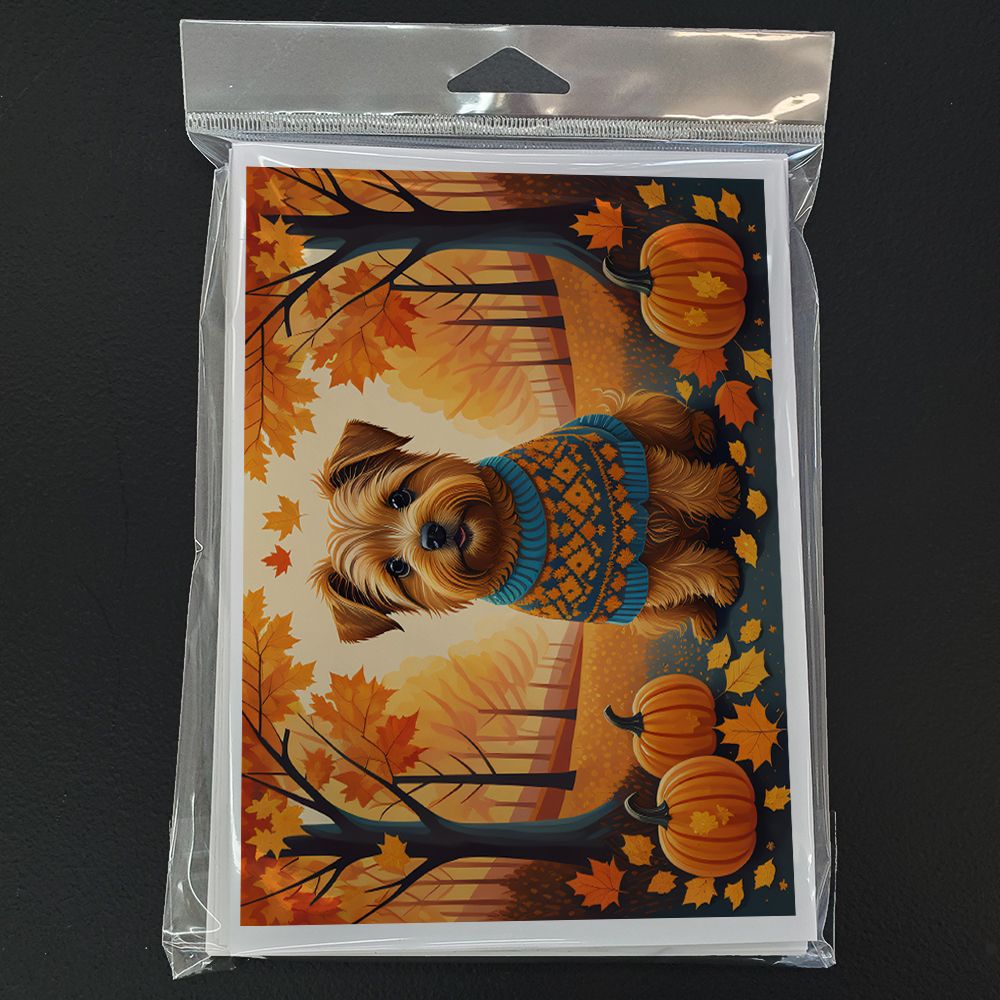 Norfolk Terrier Fall Greeting Cards Pack of 8 Blank Cards with Envelopes Whimsical A7 Size 5x7 Blank Note Cards