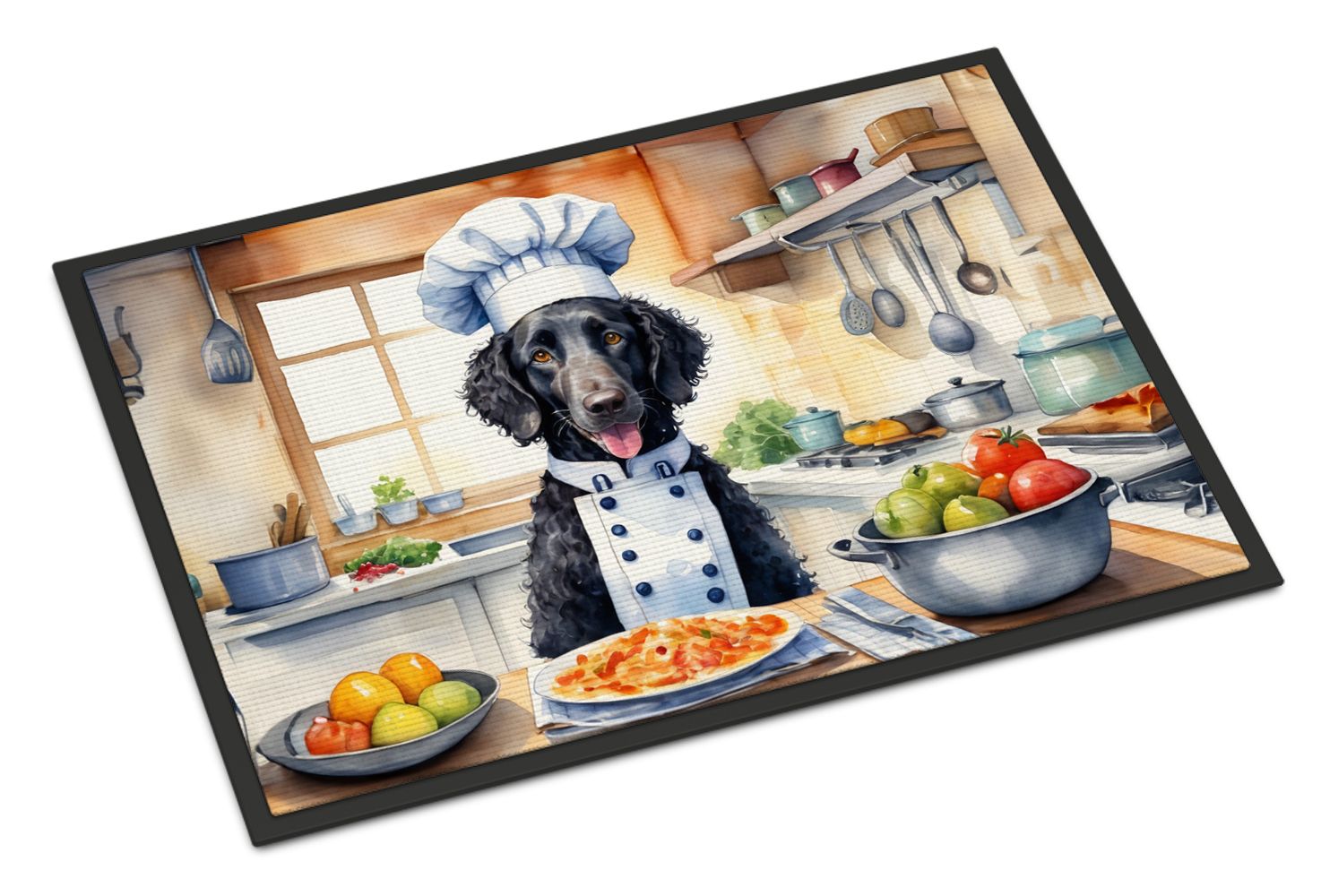 Curly-Coated Retriever The Chef Doormat Front Door Mat Indoor Outdoor Rugs for Entryway, Non Slip Washable Low Pile, 24H X 36W