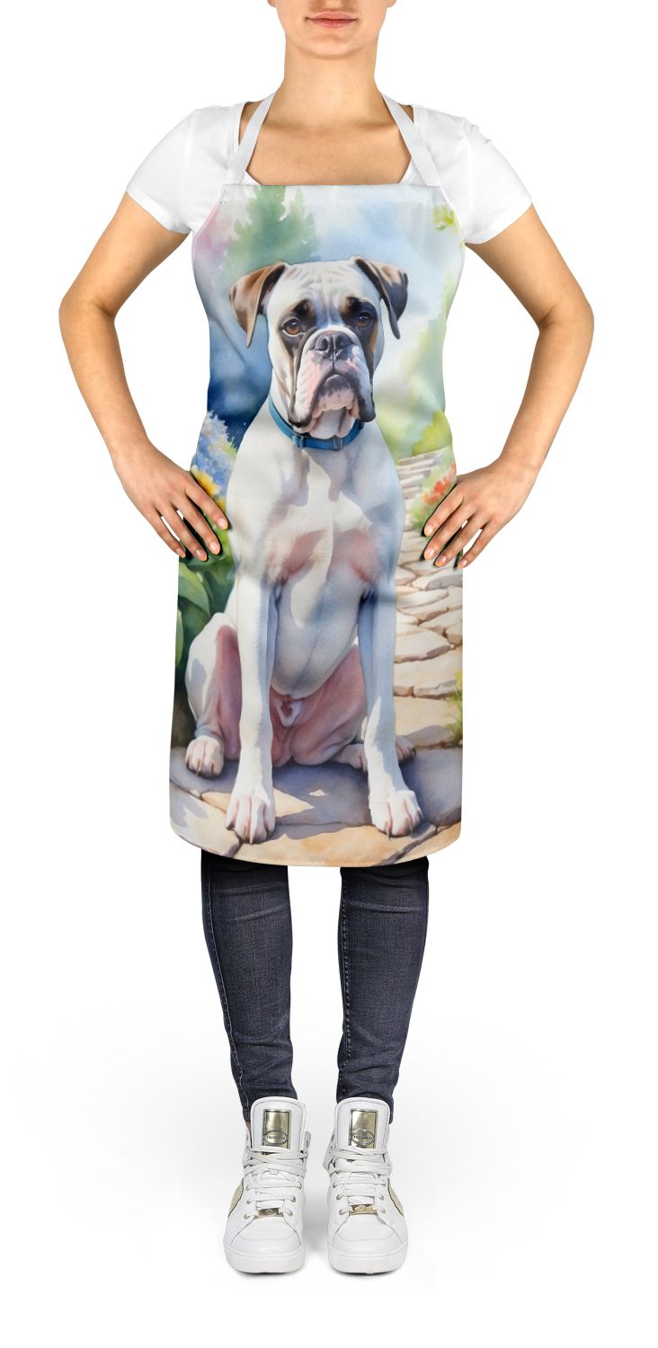 White Boxer Spring Path Apron Cooking Kitchen Server Baking Crafts Gardening for Adult Women Men, Unisex, Large, Multicolor