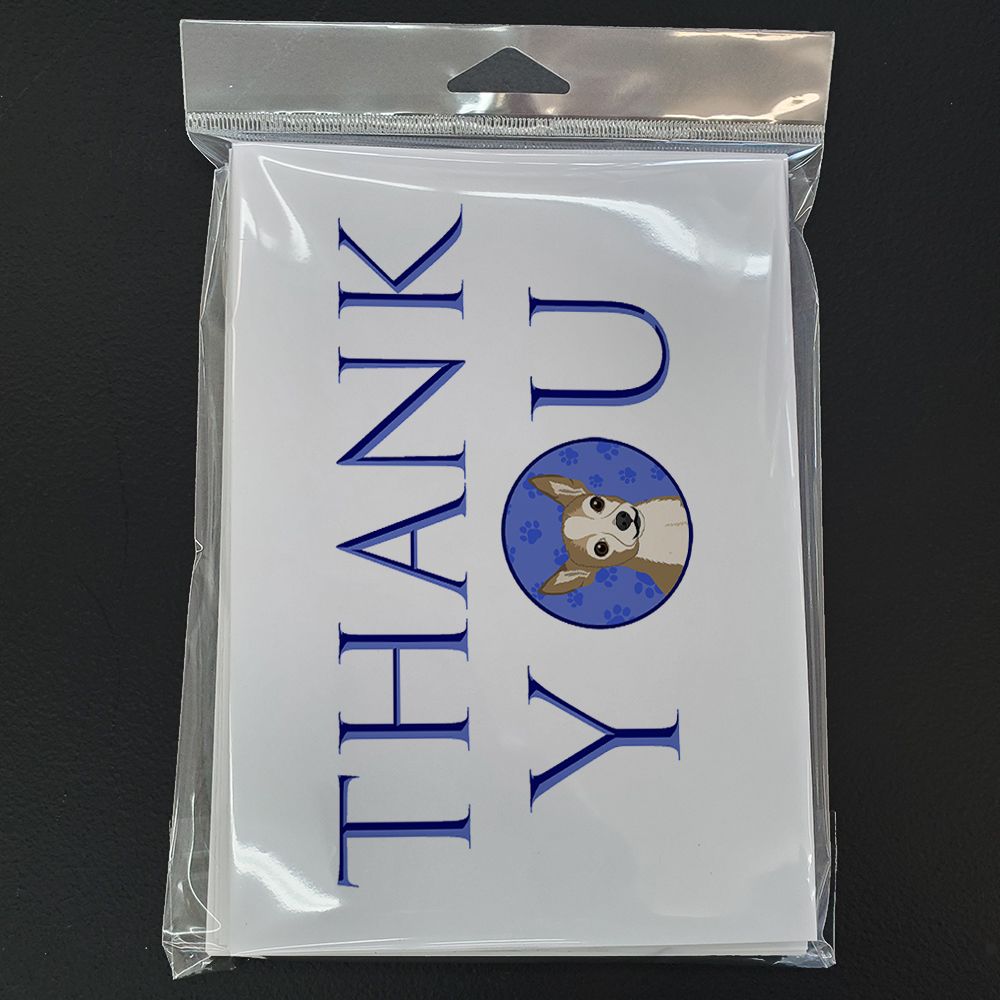 Chihuahua Silver and Tan Thank You Greeting Cards Pack of 8 Blank Cards with Envelopes Whimsical A7 Size 5x7 Blank Note Cards