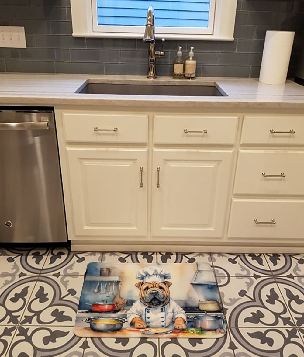 Shar Pei The Chef Memory Foam Kitchen Mat Machine Washable Anti-Fatigue Mat Cushion Comfort Bath Mat or Kitchen Rug