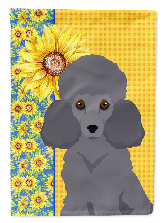 Summer Sunflowers Toy Grey Poodle Garden Flag Mailbox Flag Decorative Yard Flag Banner Outside Patio Artwork Yard Flower Beds, Garden Size, Multicolor