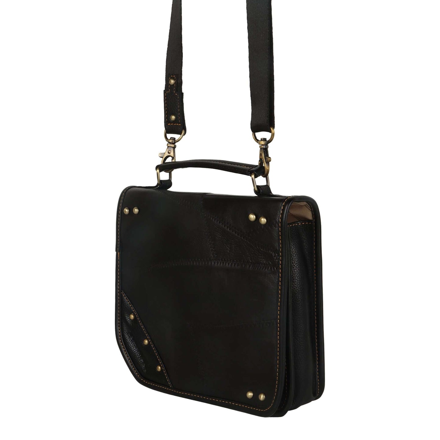 Casey Crossbody Bag made with upcycled leather + premium vegan leather with stylish Front Flap
