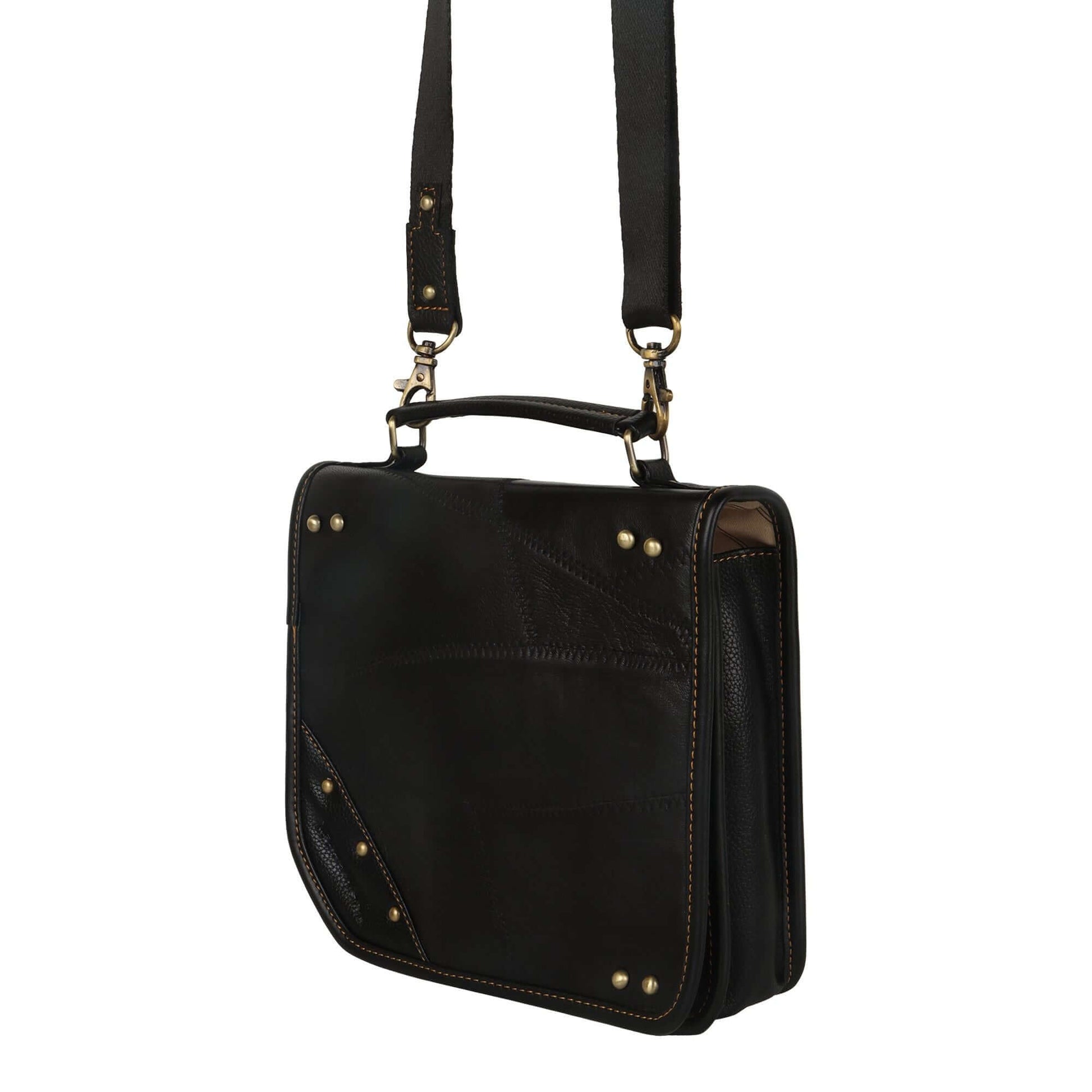 Casey Crossbody Bag made with upcycled leather + premium vegan leather with stylish Front Flap