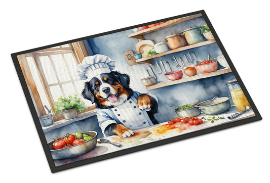 Bernese Mountain Dog The Chef Doormat Front Door Mat Indoor Outdoor Rugs for Entryway, Non Slip Washable Low Pile, 24H X 36W