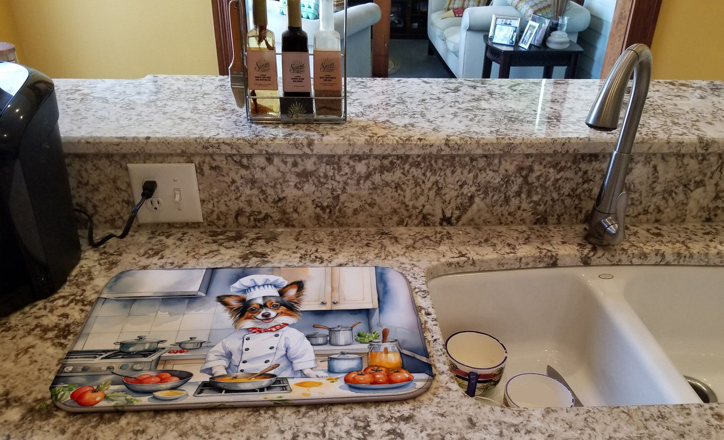 Papillon The Chef Dish Drying Mat Absorbent Dish Drying Mat Pad for Kitchen Counter Dish Drainer Mat for Countertop, 14 x 21", Multicolor