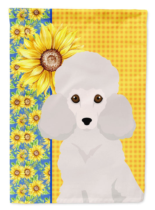 Summer Sunflowers Toy White Poodle Garden Flag Mailbox Flag Decorative Yard Flag Banner Outside Patio Artwork Yard Flower Beds, Garden Size, Multicolor
