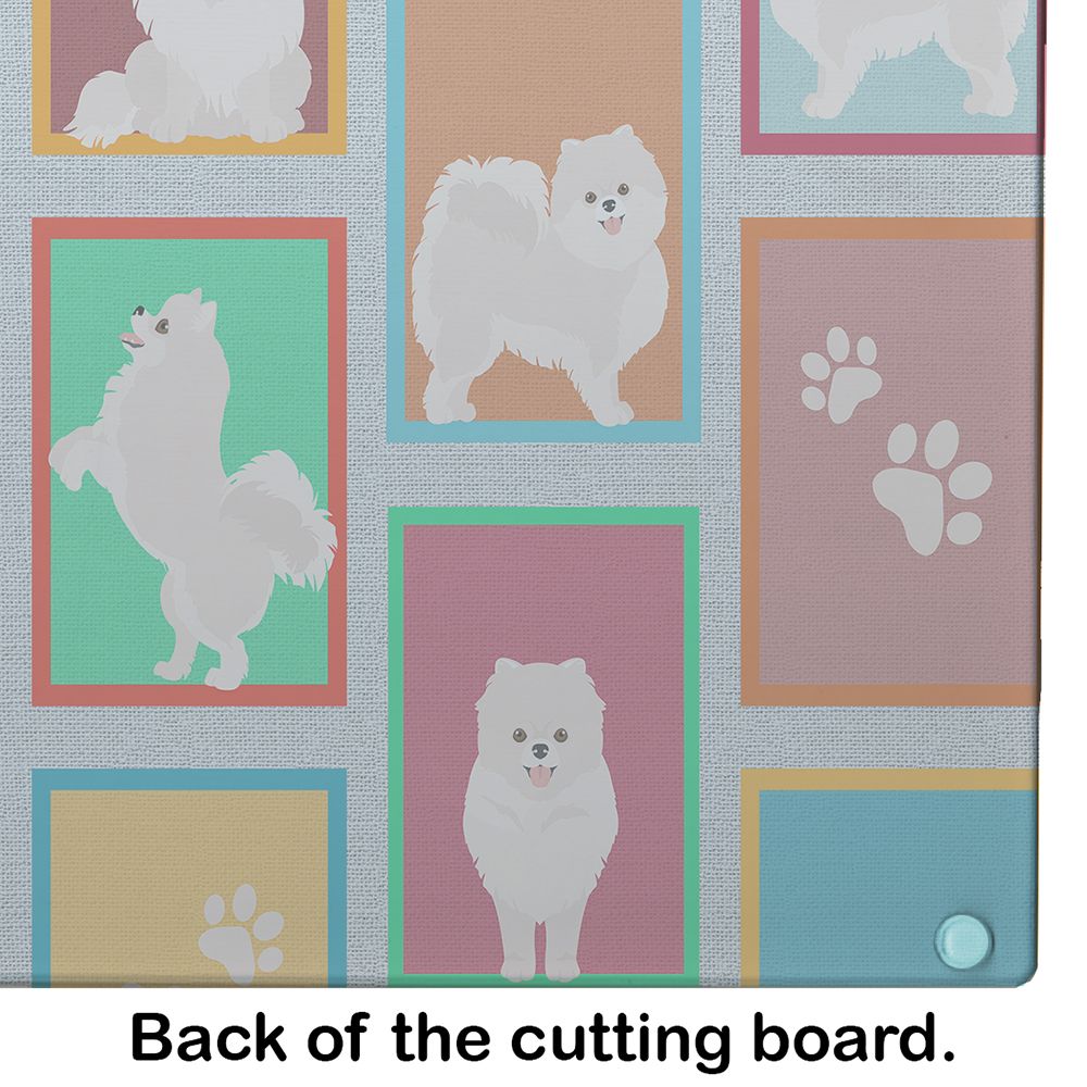 NEW Lots of White Pomeranian Glass Cutting Board Decorative Tempered Glass Kitchen Cutting and Serving Board Large Size Chopping Board