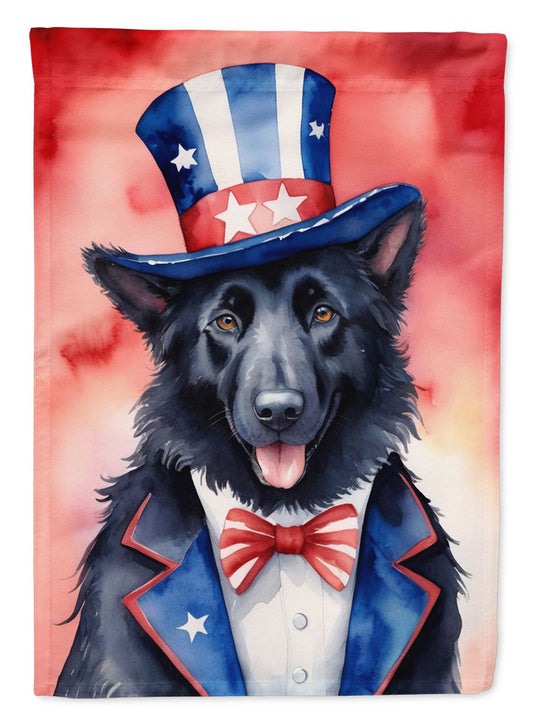 Belgian Sheepdog Patriotic American House Flag Large Porch Sleeve Pole Decorative Outside Yard Banner Artwork Wall Hanging, Polyester, House Size, Multicolor
