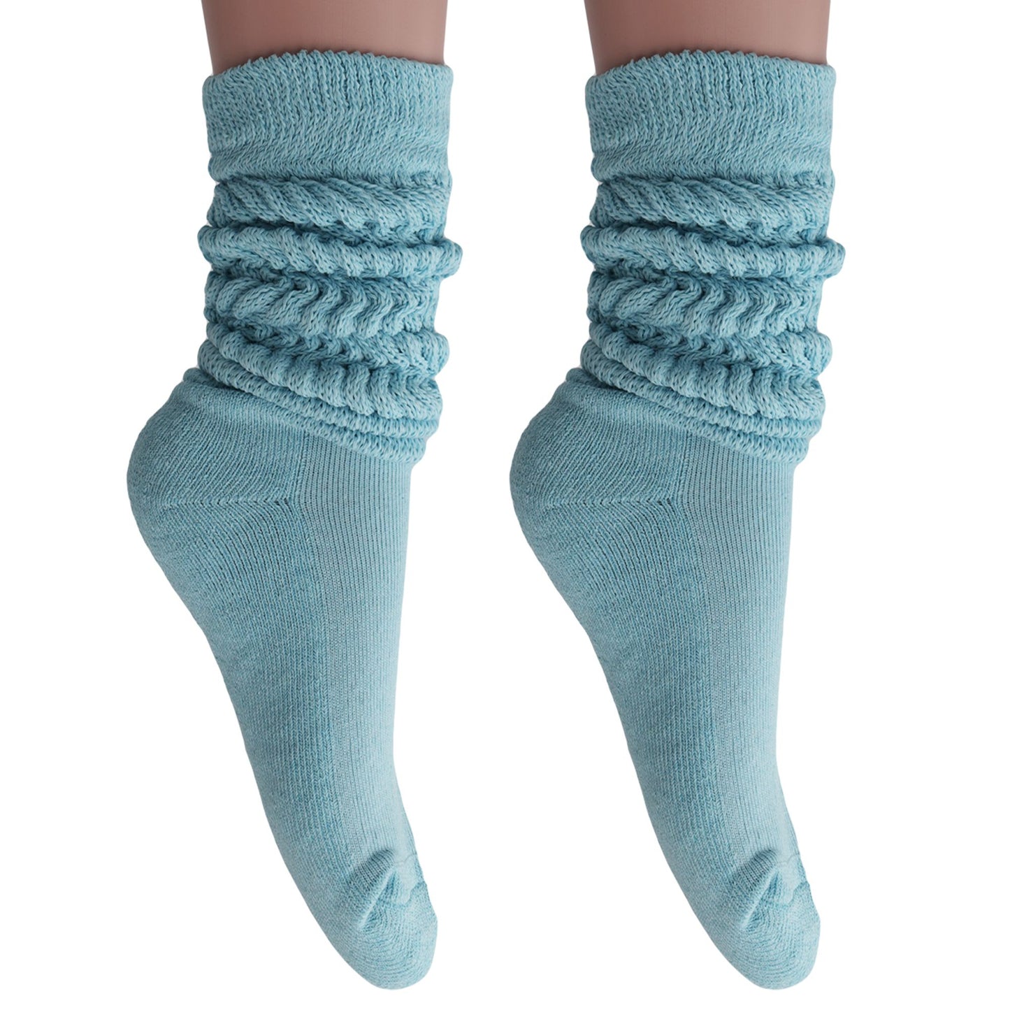 Women's Extra Long Slouch Scrunch Socks Knee High, Cotton Blend, Pack of 2, Fits Shoe Sizes 5-10, 80s Style, 28 Colors