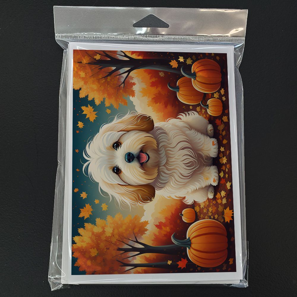 Coton De Tulear Fall Greeting Cards Pack of 8 Blank Cards with Envelopes Whimsical A7 Size 5x7 Blank Note Cards
