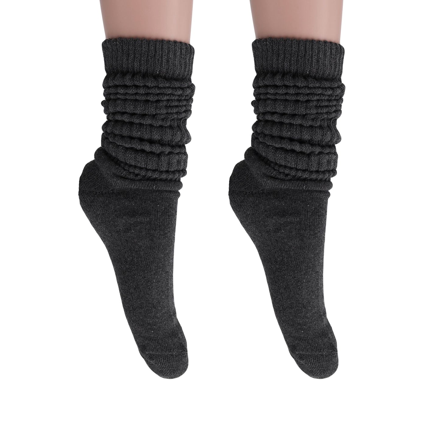 Women's Extra Long Slouch Scrunch Socks Knee High, Cotton Blend, Pack of 2, Fits Shoe Sizes 5-10, 80s Style, 28 Colors