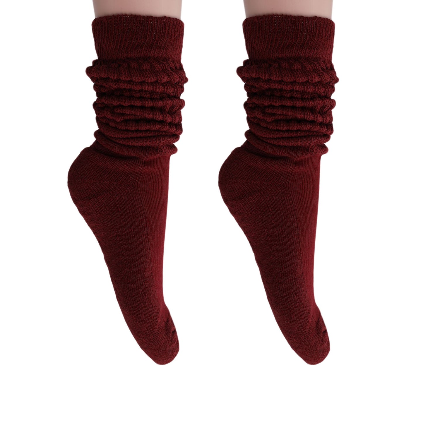 Women's Extra Long Slouch Scrunch Socks Knee High, Cotton Blend, Pack of 2, Fits Shoe Sizes 5-10, 80s Style, 28 Colors