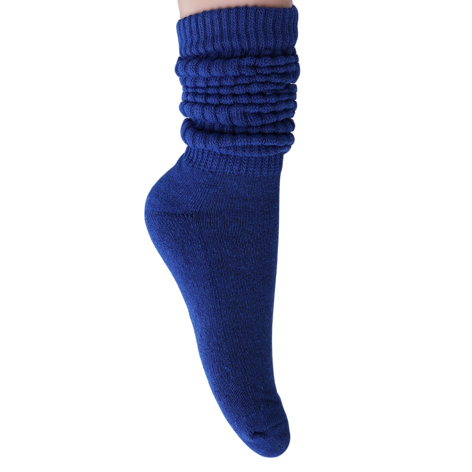 Women's Extra Long Slouch Scrunch Socks Knee High, Cotton Blend, Pack of 2, Fits Shoe Sizes 5-10, 80s Style, 28 Colors