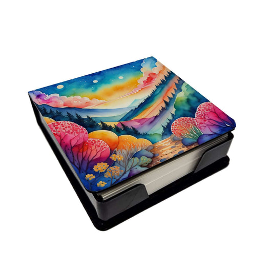 Colorful Brunia PU Leather Note Paper Holder with Artist-Designed Cover, Desk Accessory, Office Gift