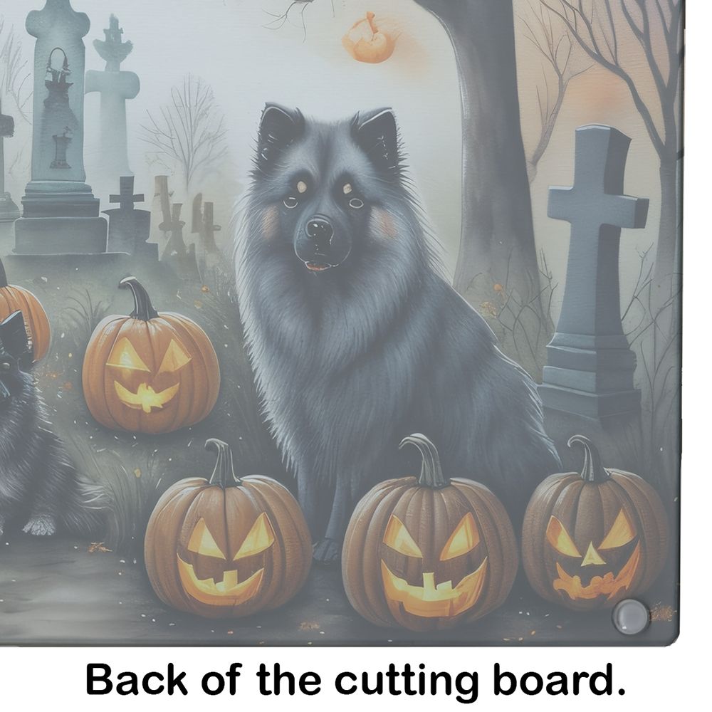 NEW Keeshond Spooky Halloween Glass Cutting Board Decorative Tempered Glass Kitchen Cutting and Serving Board Large Size Chopping Board