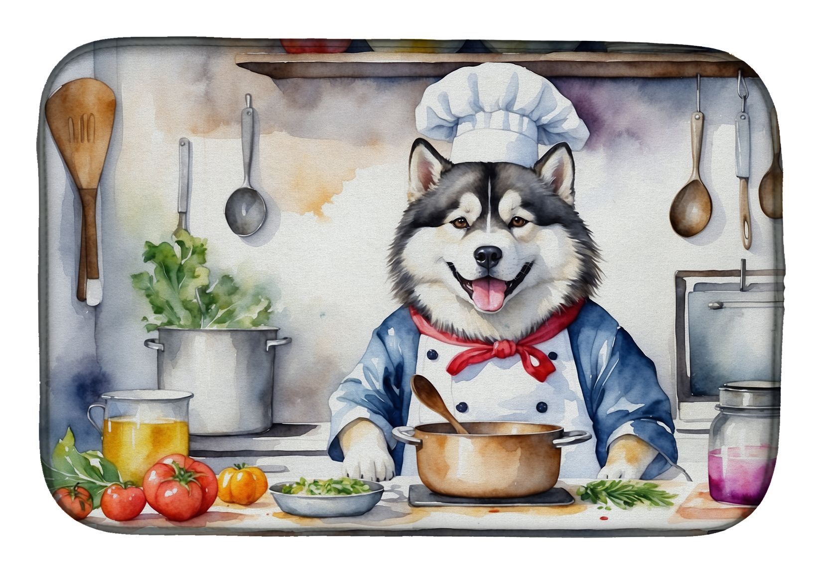 Alaskan Malamute The Chef Dish Drying Mat Absorbent Dish Drying Mat Pad for Kitchen Counter Dish Drainer Mat for Countertop, 14 x 21", Multicolor