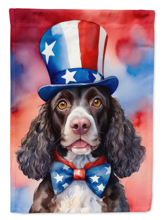 American Water Spaniel Patriotic American House Flag Large Porch Sleeve Pole Decorative Outside Yard Banner Artwork Wall Hanging, Polyester, House Size, Multicolor