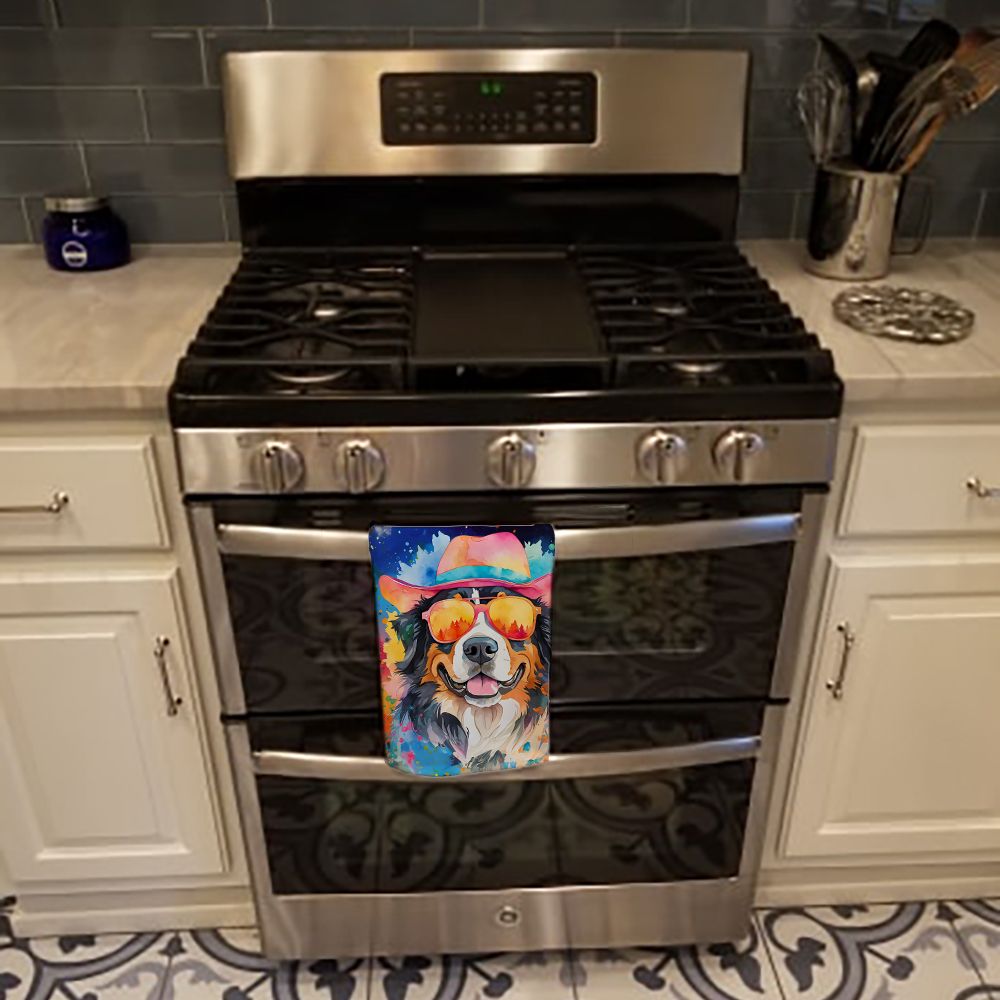 Bernese Mountain Dog Hippie Dawg Kitchen Towel Dish Cloths Guest Hand Towel Decorative Bathroom Towel for Face,Tea, Dishcloth, Kitchen and Bath