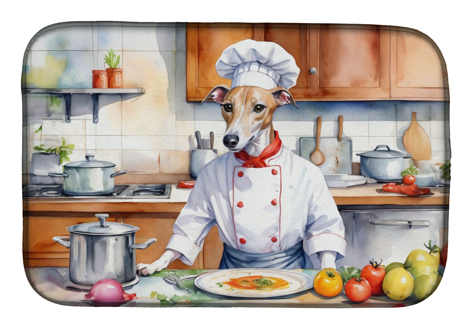 Whippet The Chef Dish Drying Mat Absorbent Dish Drying Mat Pad for Kitchen Counter Dish Drainer Mat for Countertop, 14 x 21", Multicolor