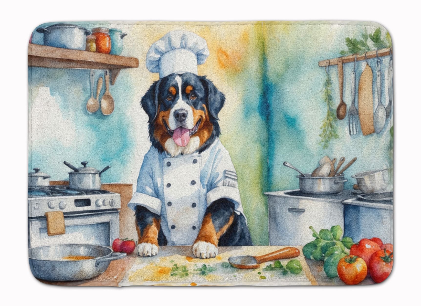 Bernese Mountain Dog The Chef Memory Foam Kitchen Mat Machine Washable Anti-Fatigue Mat Cushion Comfort Bath Mat or Kitchen Rug
