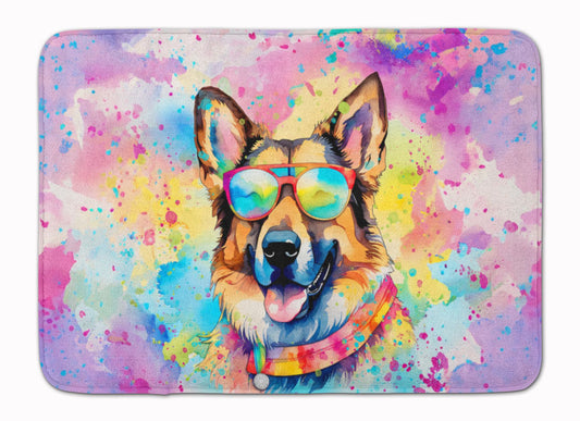 German Shepherd Hippie Dawg Memory Foam Kitchen Mat Machine Washable Anti-Fatigue Mat Cushion Comfort Bath Mat or Kitchen Rug