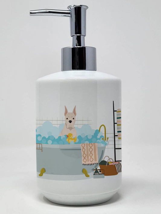 White Boxer Ceramic Soap Dispenser Hand Soap Dispenser Pump Bottles for Bathroom Kitchen, Empty Refillable Liquid Soap Container