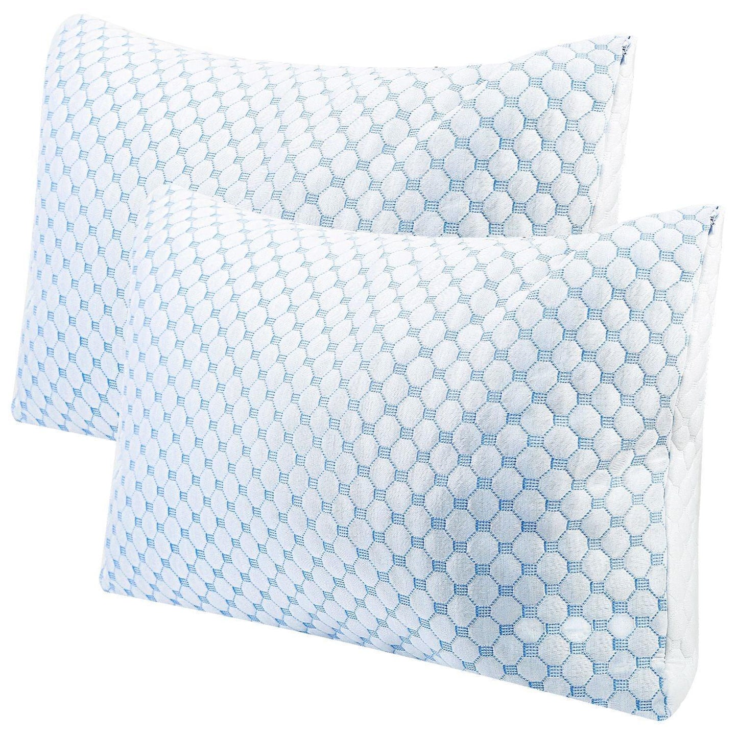 Cooling Memory Foam Pillow Ventilated Soft Bed Pillow w/ Cooling Gel Infused Memory Foam 2Pcs Queen Size - Clothes For Her Online Store