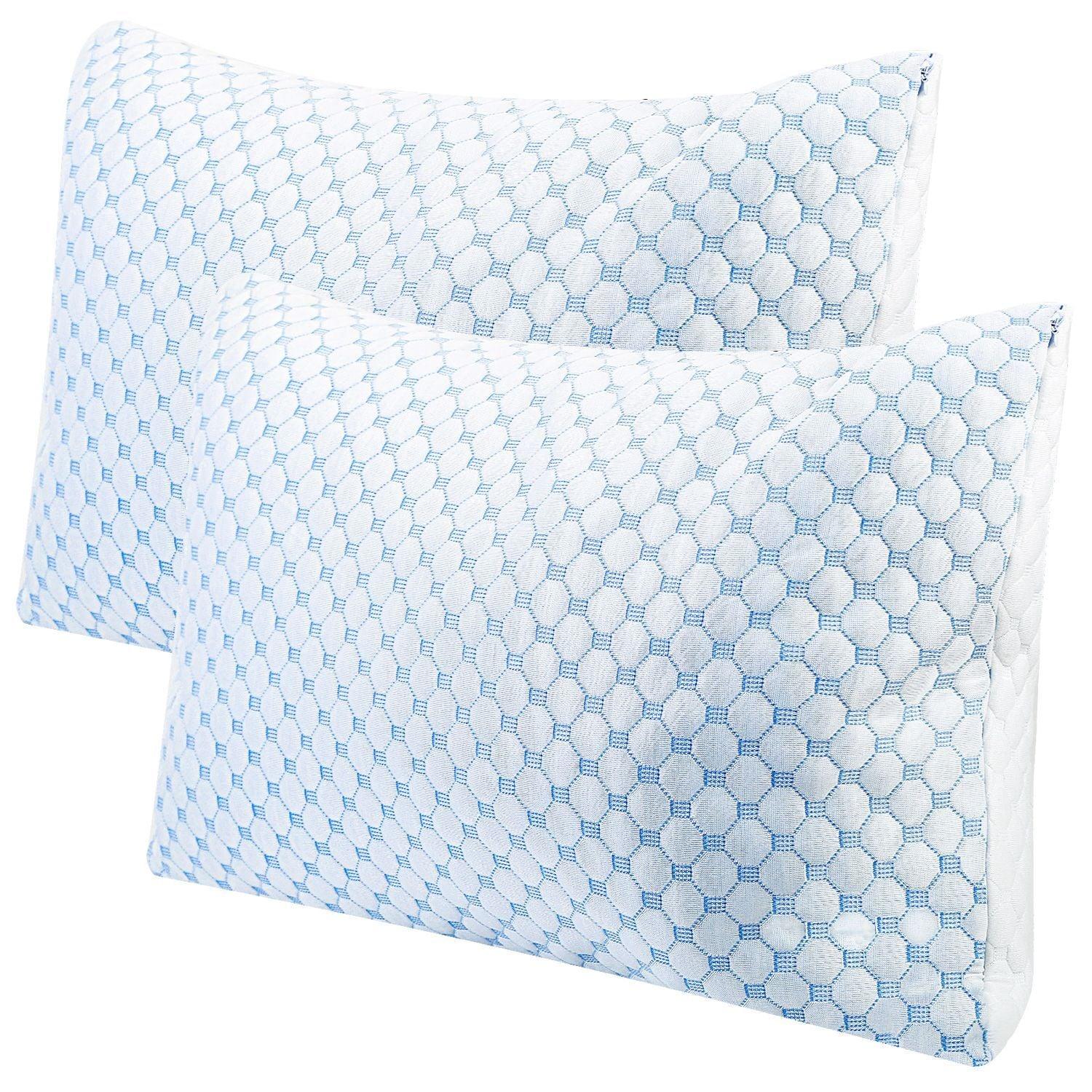 Cooling Memory Foam Pillow Ventilated Soft Bed Pillow w/ Cooling Gel Infused Memory Foam 2Pcs Queen Size - Clothes For Her Online Store