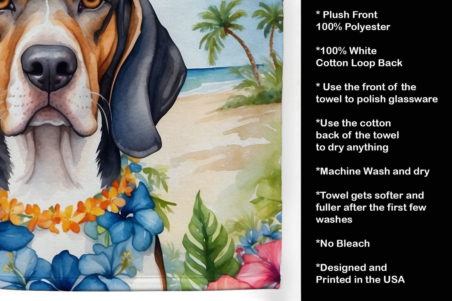 American English Coonhound Luau Kitchen Towel Dish Cloths Guest Hand Towel Decorative Bathroom Towel for Face,Tea, Dishcloth, Kitchen and Bath