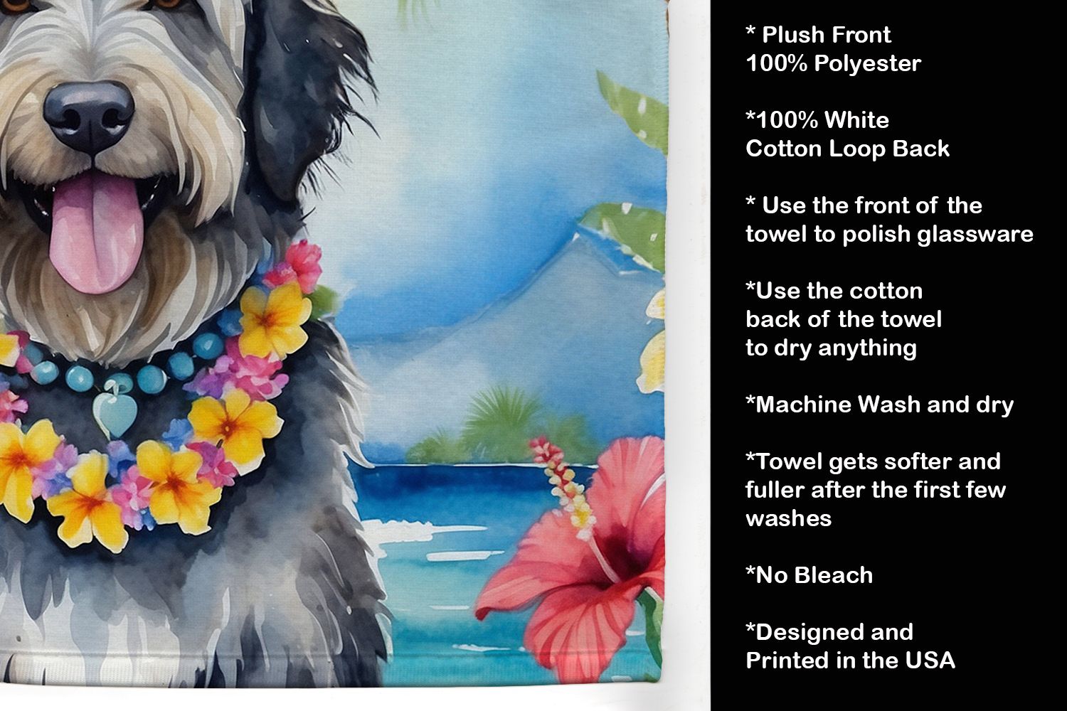 Bergamasco Sheepdog Luau Kitchen Towel Dish Cloths Guest Hand Towel Decorative Bathroom Towel for Face,Tea, Dishcloth, Kitchen and Bath
