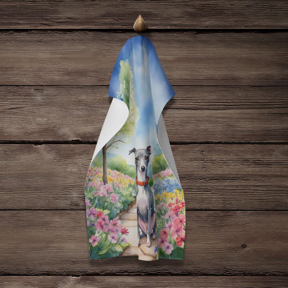 Italian Greyhound Spring Path Kitchen Towel Dish Cloths Guest Hand Towel Decorative Bathroom Towel for Face,Tea, Dishcloth, Kitchen and Bath