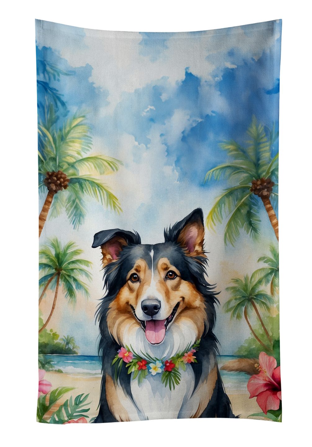 Collie Luau Kitchen Towel Dish Cloths Guest Hand Towel Decorative Bathroom Towel for Face,Tea, Dishcloth, Kitchen and Bath
