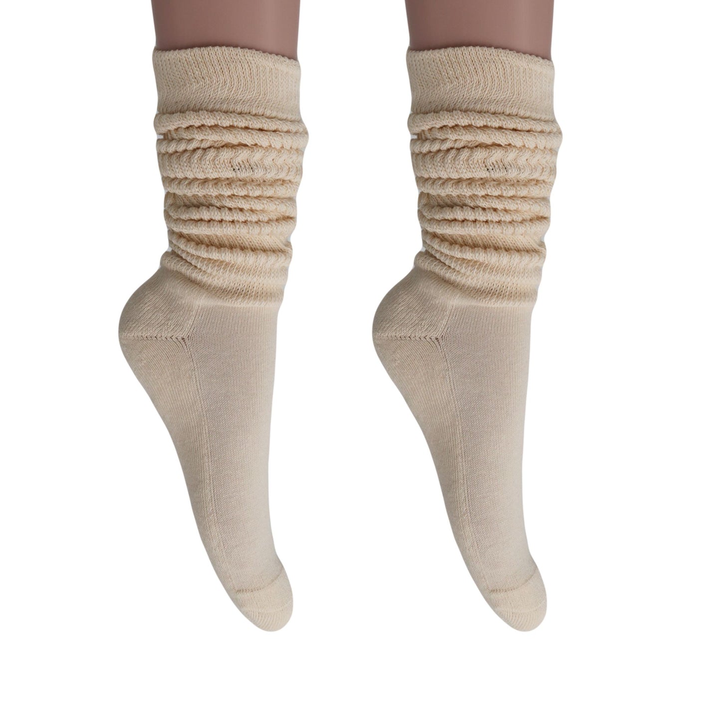 Women's Extra Long Slouch Scrunch Socks Knee High, Cotton Blend, Pack of 2, Fits Shoe Sizes 5-10, 80s Style, 28 Colors