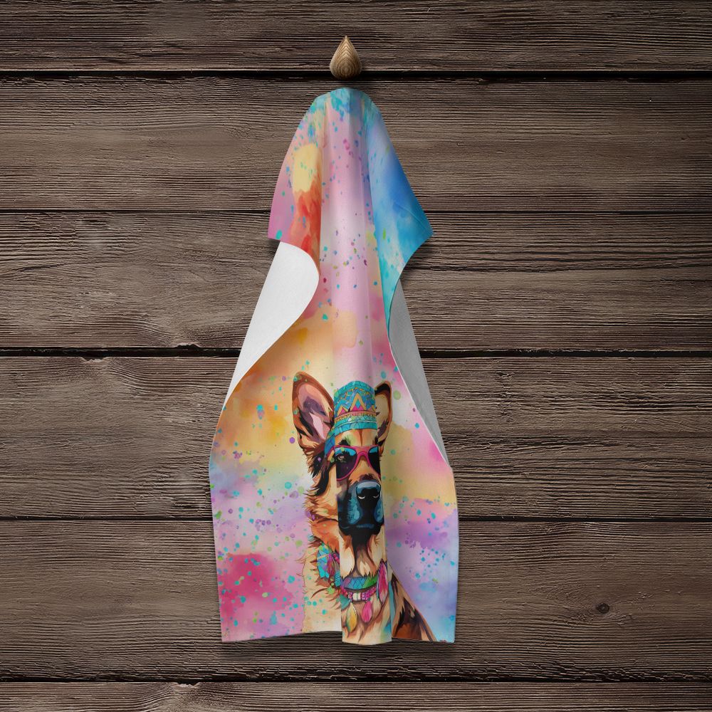 German Shepherd Hippie Dawg Kitchen Towel Dish Cloths Guest Hand Towel Decorative Bathroom Towel for Face,Tea, Dishcloth, Kitchen and Bath
