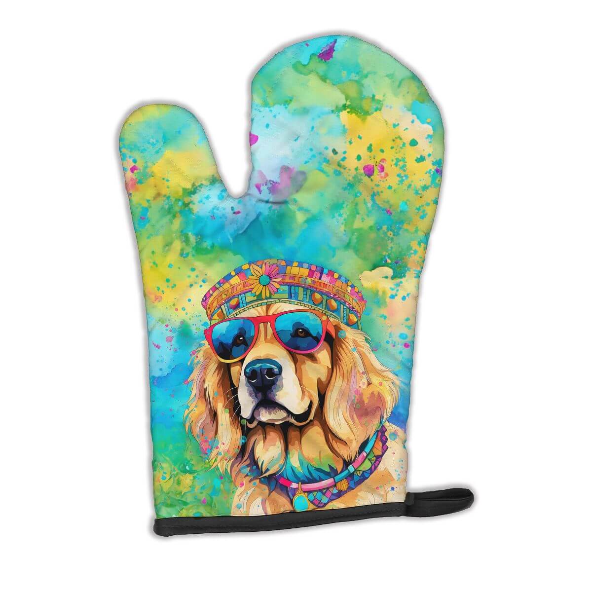 Golden Retriever Hippie Dawg Oven Mitt Heat Resistant Thick Oven Mitt for Hot Pans and Oven, Kitchen Mitt Protect Hands, Cooking Baking Glove