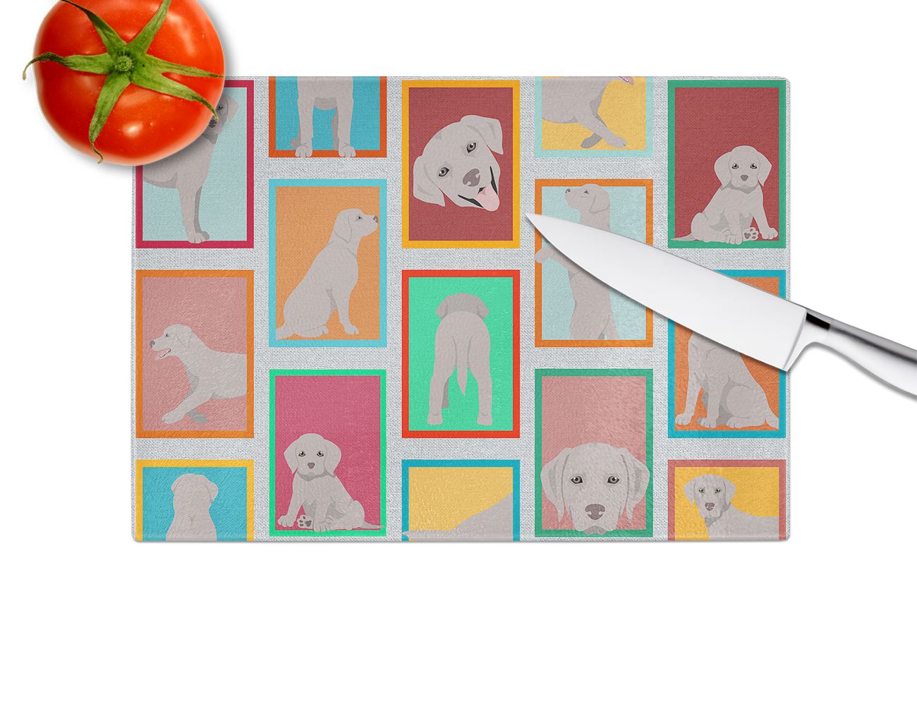 NEW Lots of Grey Labrador Retriever Glass Cutting Board Decorative Tempered Glass Kitchen Cutting and Serving Board Large Size Chopping Board