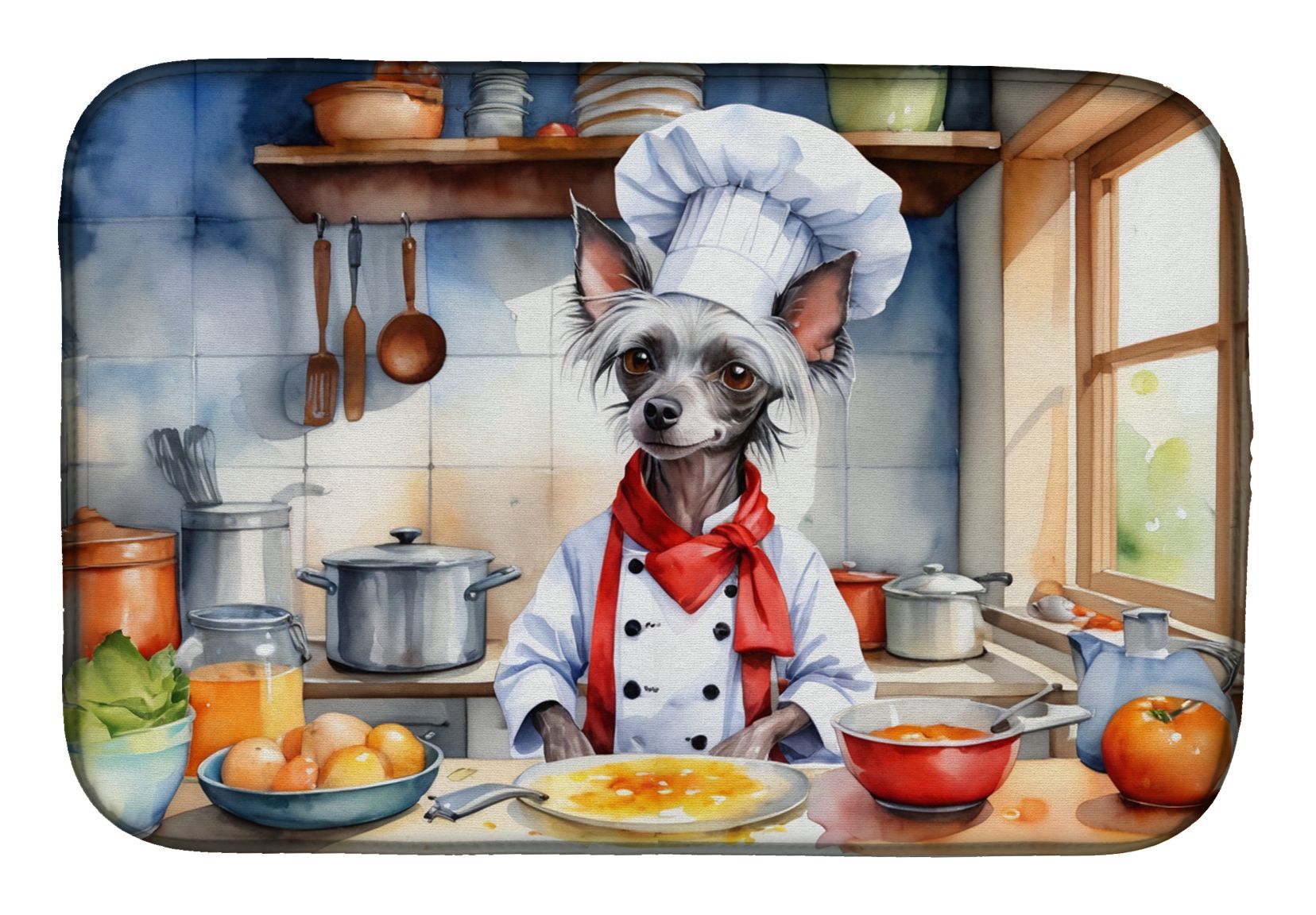 Chinese Crested The Chef Dish Drying Mat Absorbent Dish Drying Mat Pad for Kitchen Counter Dish Drainer Mat for Countertop, 14 x 21", Multicolor