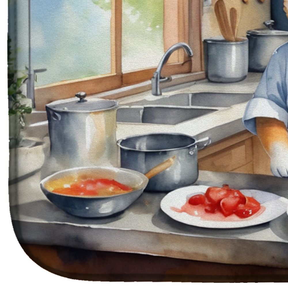 Shiba Inu The Chef Dish Drying Mat Absorbent Dish Drying Mat Pad for Kitchen Counter Dish Drainer Mat for Countertop, 14 x 21", Multicolor