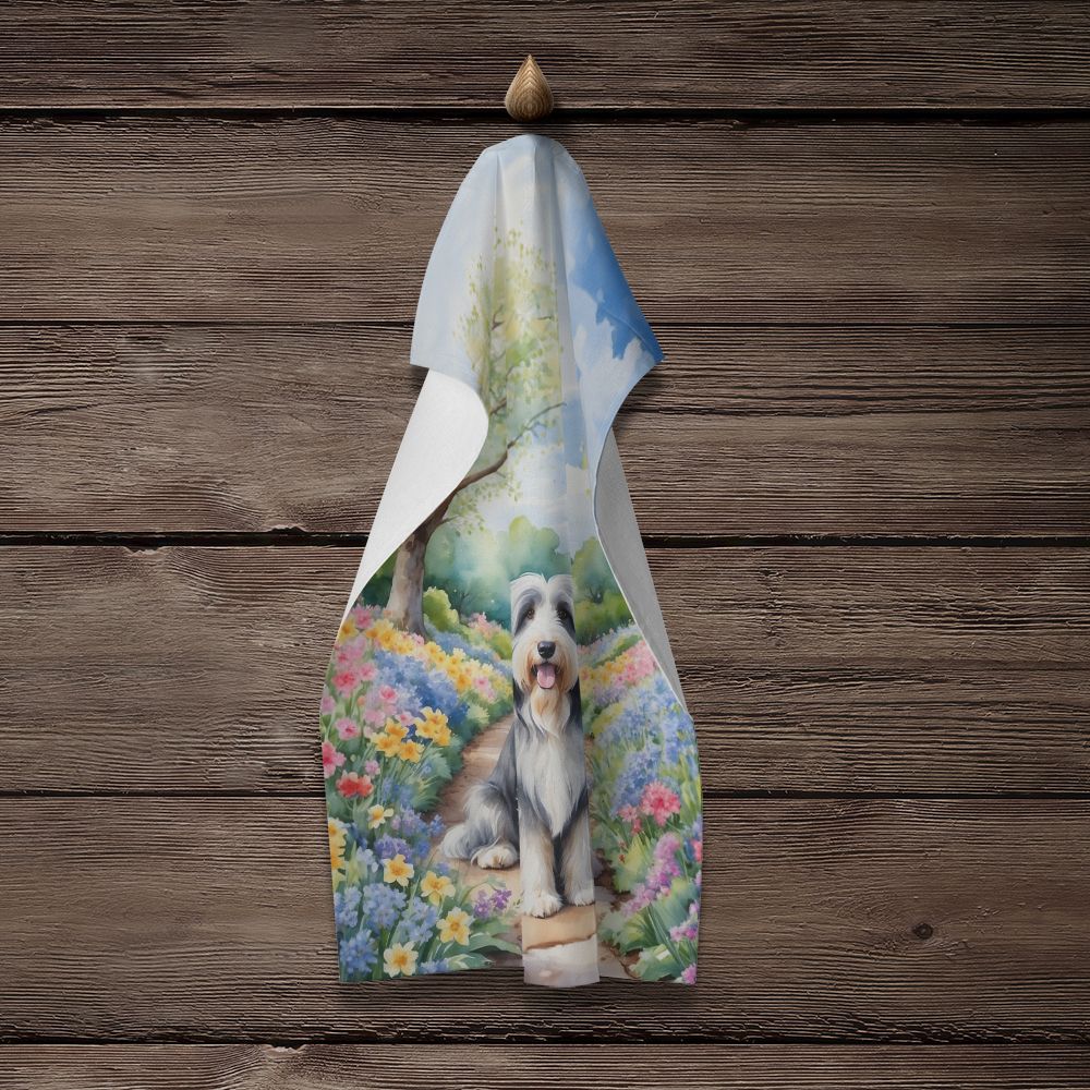 Bearded Collie Spring Garden Kitchen Towel Dish Cloths Guest Hand Towel Decorative Bathroom Towel for Face,Tea, Dishcloth, Kitchen and Bath