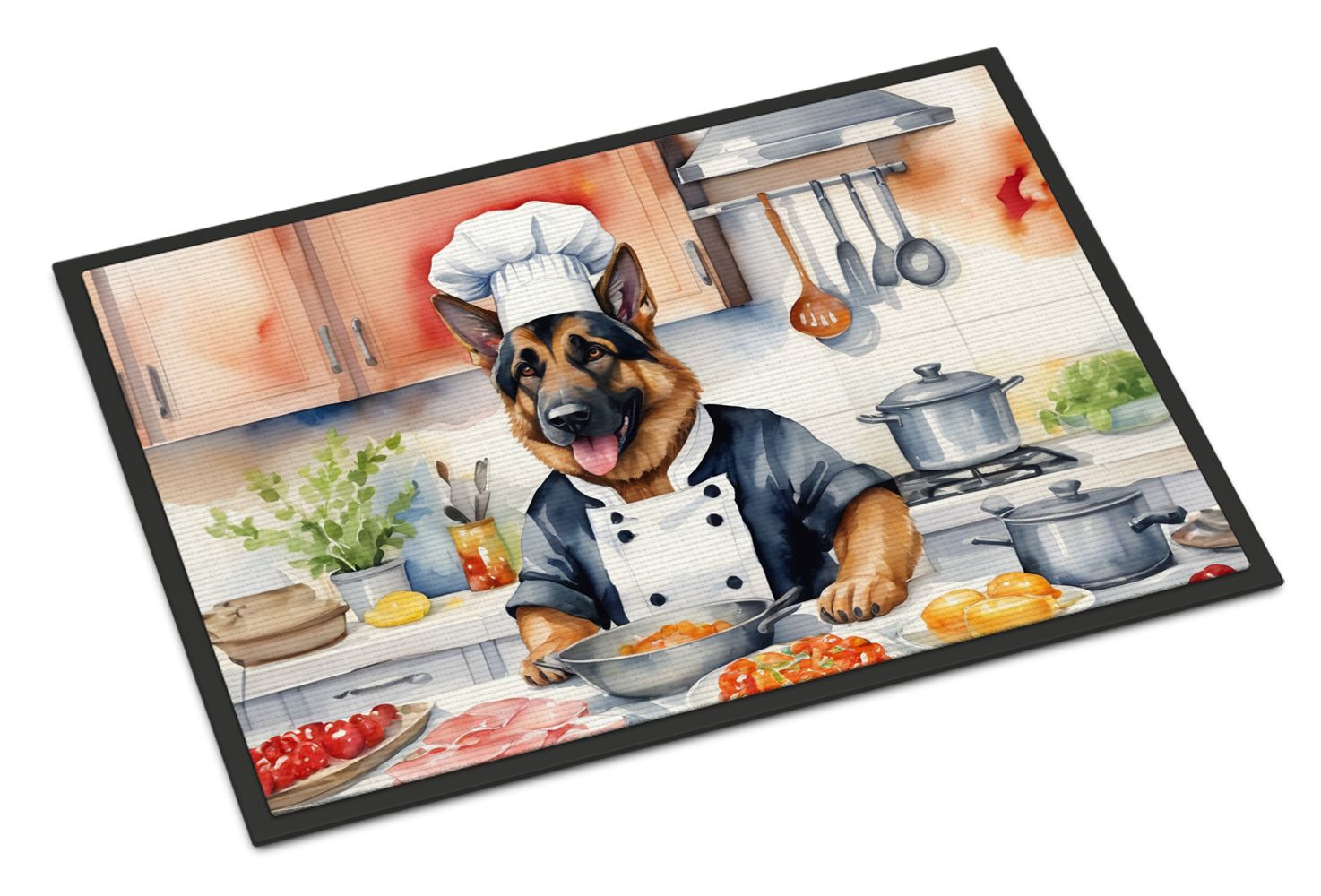 German Shepherd The Chef Doormat Front Door Mat Indoor Outdoor Rugs for Entryway, Non Slip Washable Low Pile, 24H X 36W